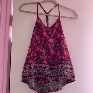 Hollister Hot Pink Floral Flowy Tank